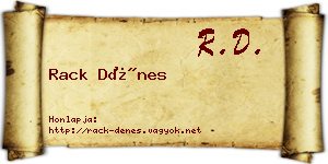 Rack Dénes névjegykártya